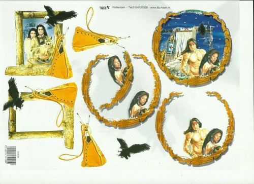 1 x A4 Sheet NON Die-Cut Decoupage North american Indians TEZ