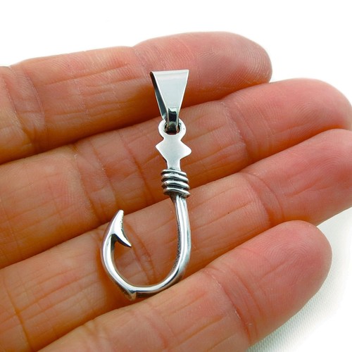 925 Sterling Silver Fish Hook Design Pendant
