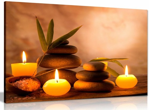 Aromatic Candles /& Zen Stones Canvas Wall Art Picture Print