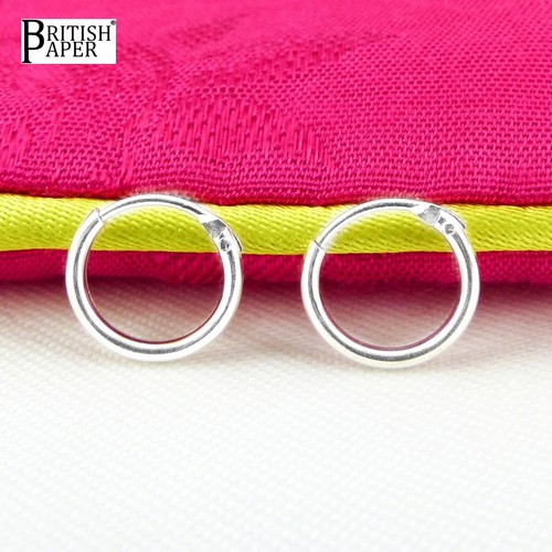 12mm Small Solid 925 Sterling Silver Hoop Sleeper Earrings Nose Rings Studs Clip