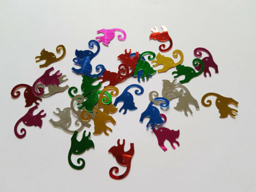 19mm-varios colores disponibles felices gatos 30 X CONFETI Craft Lentejuelas//