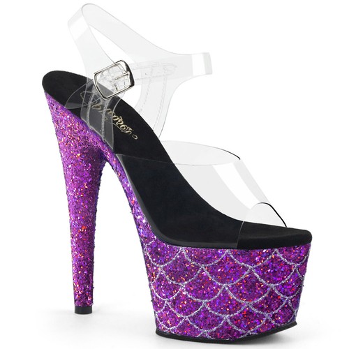 Details about / Pleaser ADORE-708MSLG Platform Ankle Strap Sandal Holographic Glitter Mermaid