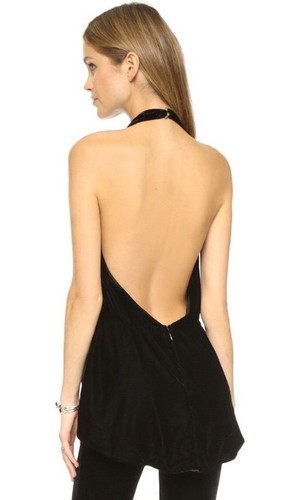 NWT Free People Black Velvet Halter Top Tank Blouse Shirt Party Black Cocktail