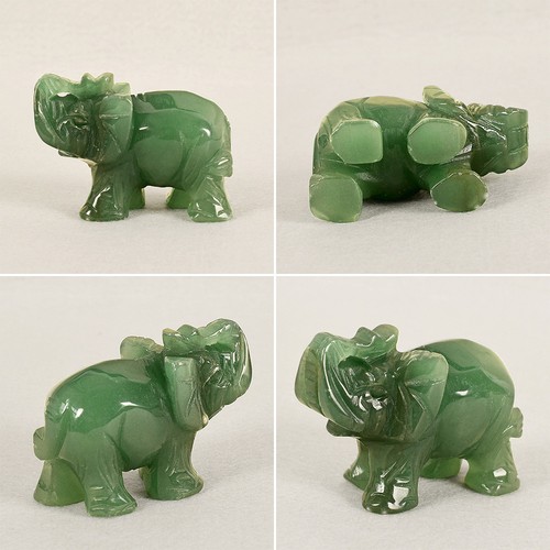 1X Elephant Hand Carved Natural Statue Stone Animal Aventurine Home Gift Decor