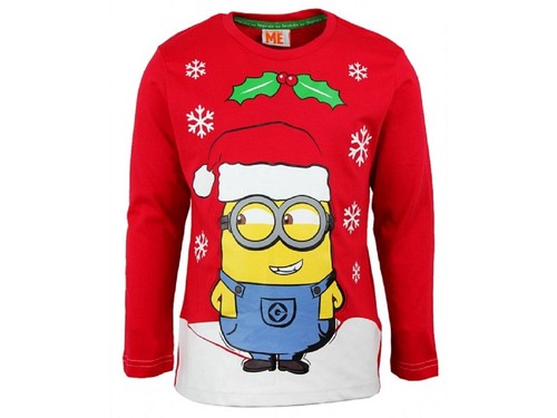 Le Ragazze A Maniche Lunghe Minion Natale Top 2 3 4 5 6 /& 7 anni