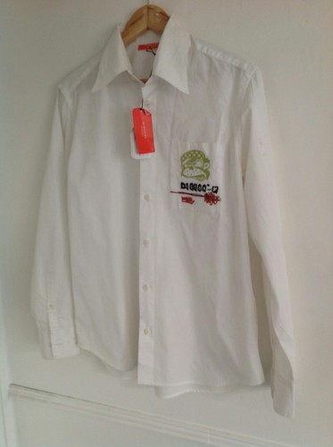 NUOVO ICEBERG History Classic Gus Gorilla Uomo Bianco Camicia Taglia M