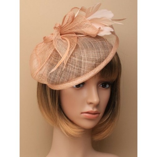 NUDE PINK sinamay fascinator hatinator wedding//races fascinator hair band