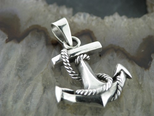 Old School Silver Chain Pendant Anchor Anchor Rope Anchor 925er Silver 3 Sizes
