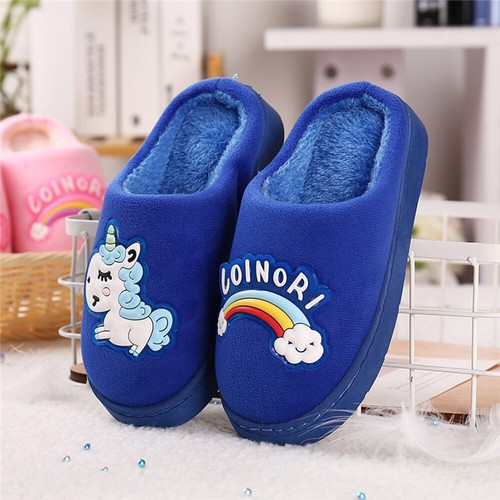 Kids Boys Girls Slippers Plush Cartoon Soft Winter Warm Cosy Fluffy Shoes Size