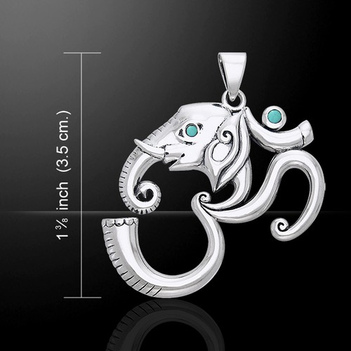 Om Ganesh .925 Sterling Silver Pendant Choice of Gemstone by Peter Stone