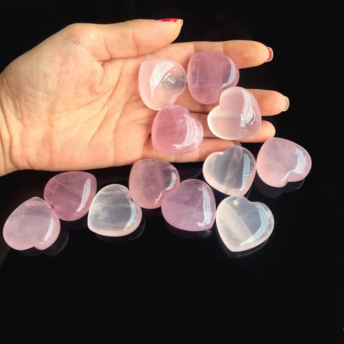 Heart Natural Rose Quartz Heart Pink Crystal Carved Gemstone Crafts Accessory UK