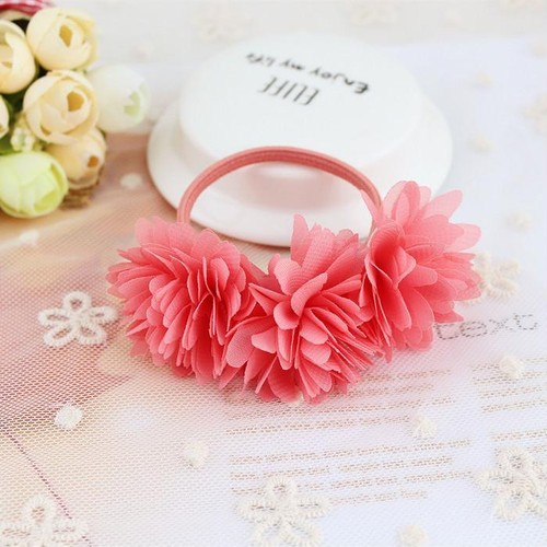 Floral Head-wear Headband Chiffon Cute Flowers Elastic Bow Clip Rubber Bands New