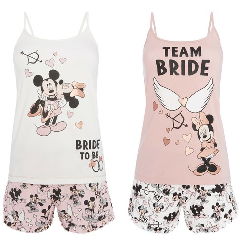 BRIDE TO BE TEAM BRIDE DISNEY Pyjama Shorts Cami Set Womens Ladies Primark