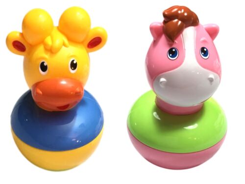 Roly Poly Baby Stehaufmännchen Spielzeug mit Klanggeräusch Pferd oder Giraffe
