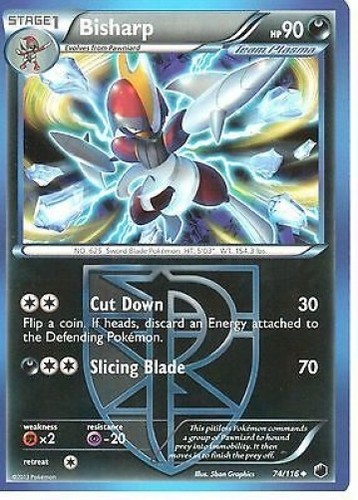 POKEMON BLACK AND WHITE PLASMA FREEZE BISHARP 74//116