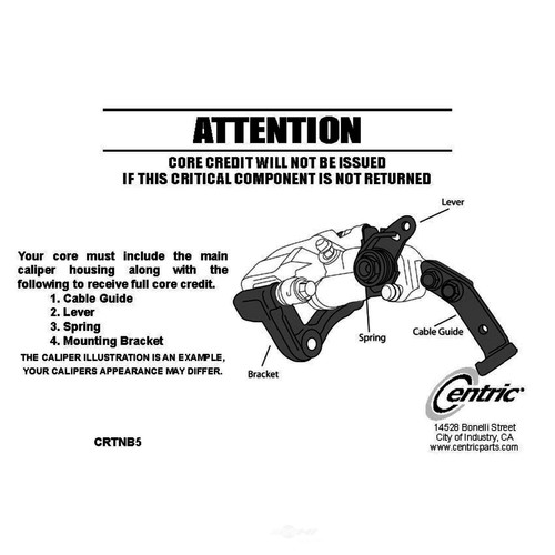 Disc Brake Caliper Rear Right Centric 141.48601 Reman fits 89-94 Suzuki Swift
