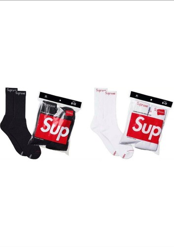 supreme hanes socks WHITE BLACK 1 PAIR ONLY OR 2 PAIR BUNDLE