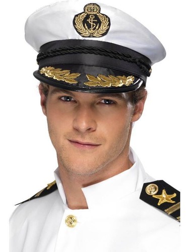 Militare Esercito Forze Costume Bianco UNA TAGLIA Marinaio CAPITANO Cappello LINEA UOMO