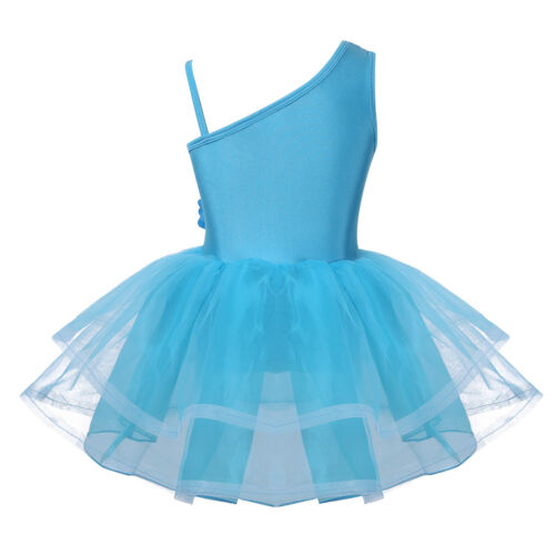 Girls Ballet Ballerina Dance Costume Shiny Sequins Leotard Tutu Skirt Dancewear