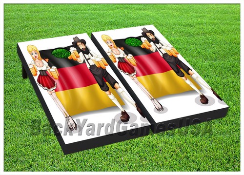 Cornhole Boards BEANBAG TOSS GAME w Bags German Flag Beer Octoberfest Set 417