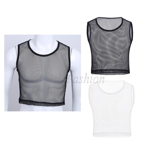 Herren Mesh Fishnet Unterhemd Achselhemden TankTop Shirt Muskelshirt Achselshirt