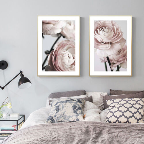 Ranunculus Flower Wall Art Painting Pink Floral Canvas Poster Print Home Decor 