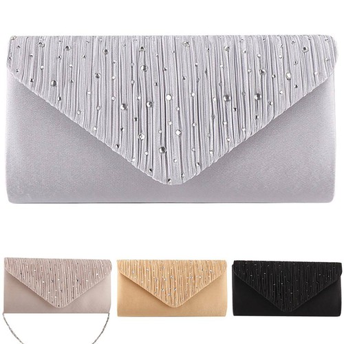 Womens Rhinestone Evening Clutch Crystal Purse Party Bridal Handbag Shoulder Bag