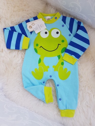 NEU Babyset Stramplerset Overall Frosch Strampler ohne Fuß Fasching Blau 62 68