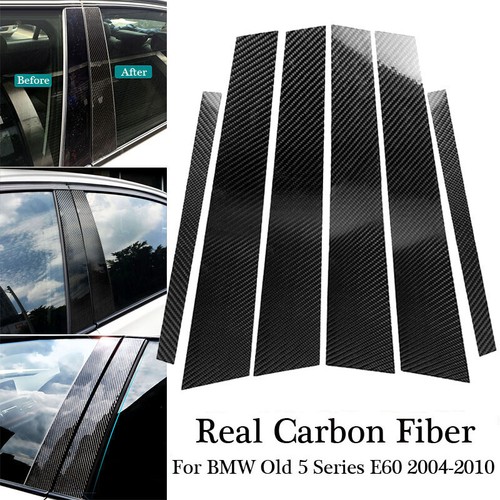 Black Car Decorative Sticker For BMW Old 5 Series E60 2004-2010 Carbon Fiber Set