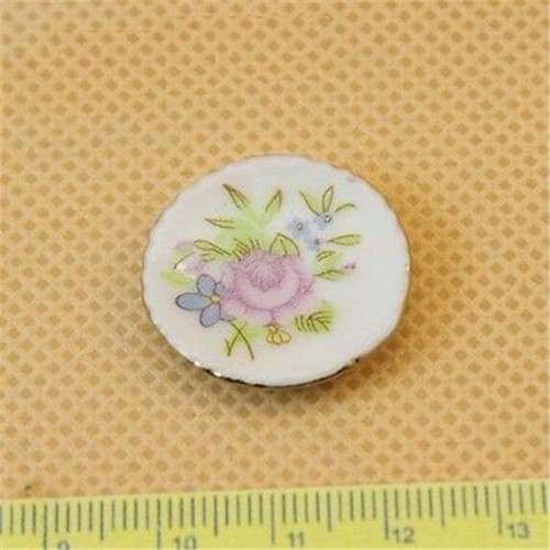 1:12 Dollhouse Miniature Ornament Porcelain Flower Plate Art Dishes 1 Set 3PC \