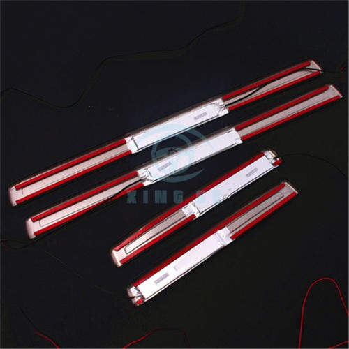 4PCS Stainless Blue Led Door Sill Scuff Plate Trim for Toyota Prado 2010-2016