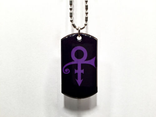 Prince Purple Symbol Dog Tag w// 30/" Chain Chrome Silver RIP Memorabilia Rock