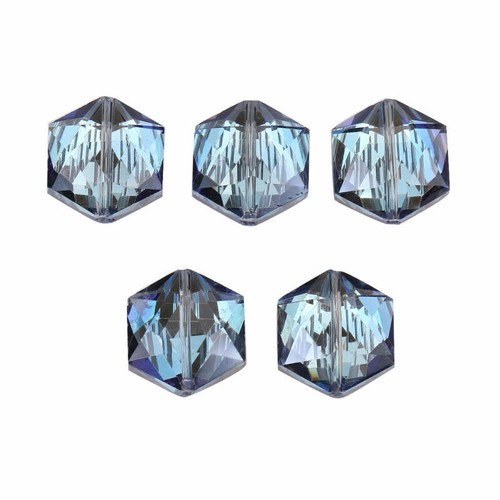 10 Hexagon Faceted Crystal Glass Necklace Earring Making Loose Spacer Beads 18mm