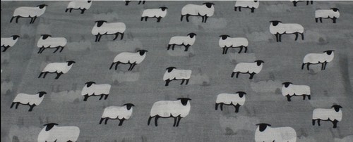 Sheep Scarf White black Sheep Appr 170-180cm Long Grey