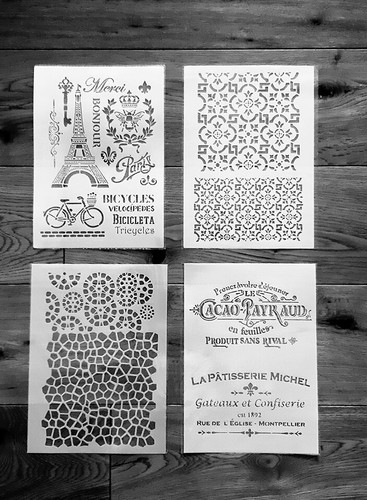 4er Set fantastico schablonenset a4 Paris Scrapbook mixed media