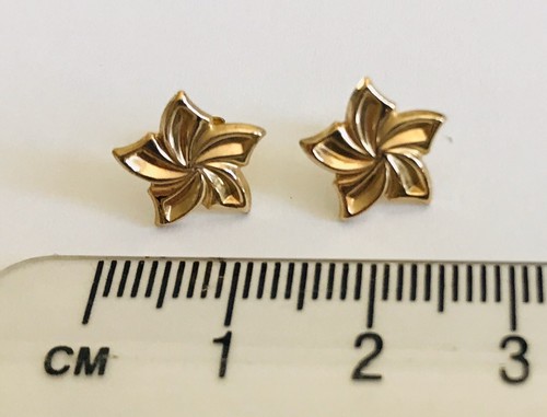 9ct Gold Earrings Studs With Scrolls Fittings Swirl Star Flower Design New