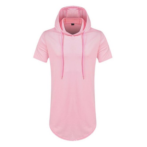 Mens Short Sleeved Hip Hop Hoodie Cotton Casual Soft Pure Colour Fashion T-shirt