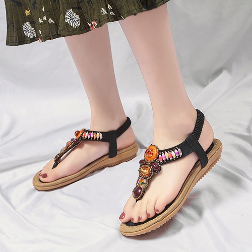 Ladies Womens Flat Comfort Diamante Summer Beach Sandals Shoes Size
