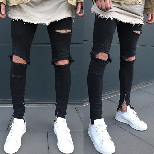 Herren Jeanshose Jeans Skinny Stretch Biker Destroyed Freizeit Herrenhose Denim