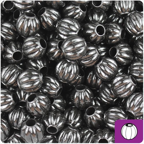300 Black Opaque 10mm Melon Pony Beads Made in the USA