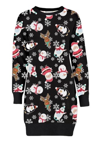 New Ladies Xmas Tree Reindeer Santa Christmas Maternity Jumper Sweatshirt Dress