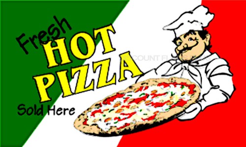 FRESH HOT PIZZA Flag 3x5 Polyester