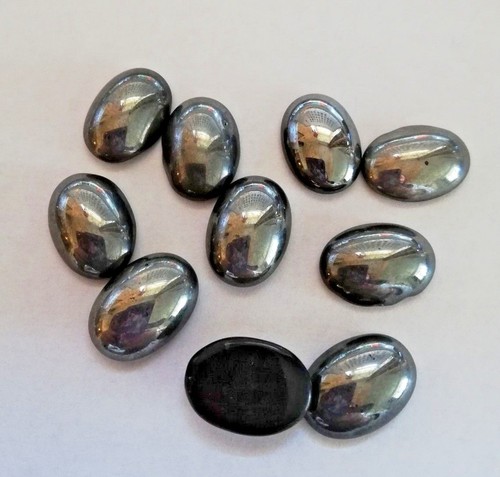 18 x 13 mm environ 10 x verre hématite ovale pierres précieuses