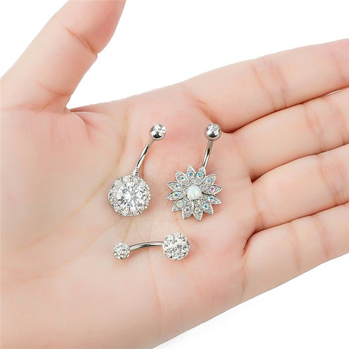 3PCS//Set Stainless Steel Crystal Opal Belly Button Rings Navel Piercing STZP