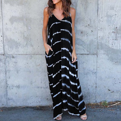 Womens Summer Beach V Neck Maxi Long Dress Ladies Holiday Baggy Kaftan Cover Up