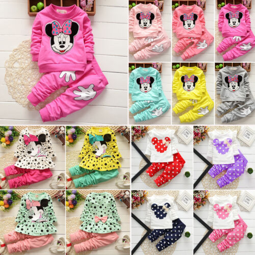 Kids Girl Infants Winter Clothes Minnie Mouse Sweatshirt Top Pants Tracksuit Set