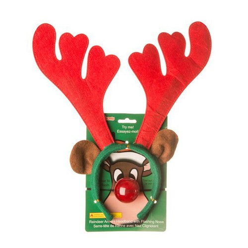 Reindeer Antlers unisex Nose Elf Headband Day Novelty Christmas Fancy Dress