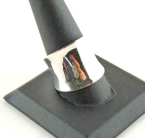 Free Gift Packaging Sterling Silver Smooth Concave Wide Band Ring