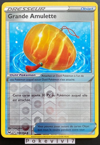 Carte Pokemon GRANDE AMULETTE 158//202 REVERSE Epée et Bouclier 1 EB01 FR NEUF
