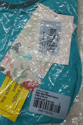 KICKEE PANTS Boys Pajamas 5 CATCH A TIGER Confetti Blue Dusty Sky Short Sleeve